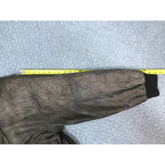 Vintage Members Only Leather Jacket Mens 46 Brown Bomber Hooded Quilted 90s - Picture 15 of 16